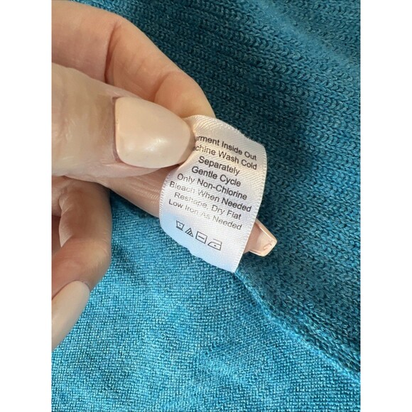 Coldwater Creek Womens Cardigan Sweater XL Open Front Blue Merino Wool Blend - Picture 8 of 9